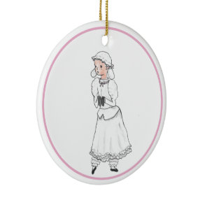 Nutcracker White Lamb Ballerina Personalized Ornam Ceramic Ornament