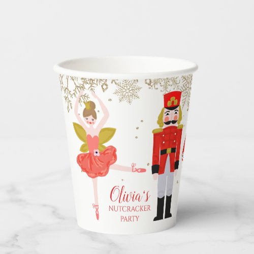 Nutcracker Winter Ballet Gold Snowflake Birthday P Paper Cups