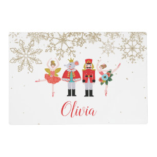 Nutcracker Winter Ballet Gold Snowflake Placemat