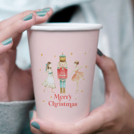 Nutcracker Winter Ballet pink Christmas Paper Cups