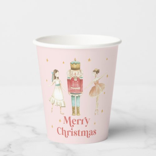 Nutcracker Winter Ballet pink Christmas Paper Cups