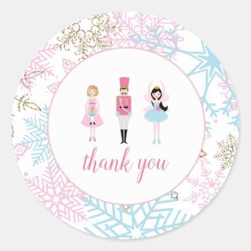 Nutcracker Winter Ballet Snowflake Birthday Classic Round Sticker