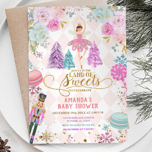 Nutcracker Winter Christmas Snowflakes Baby Shower Invitation
