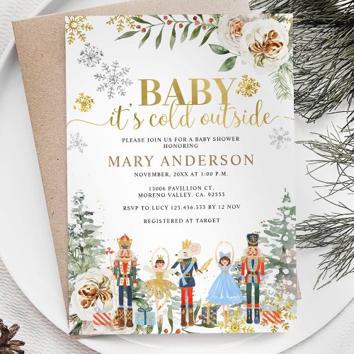 Nutcracker Winter Its Cold Outside Baby Shower Invitation