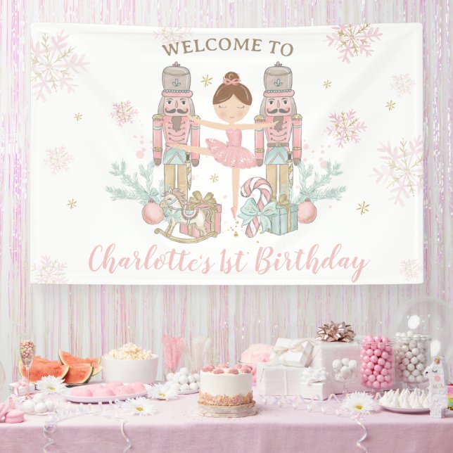 Nutcracker Winter Onederland 1st Birthday Backdrop Banner (Party)