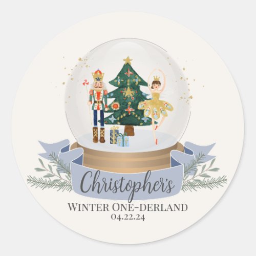 nutcracker winter onederland first birthday party classic round sticker