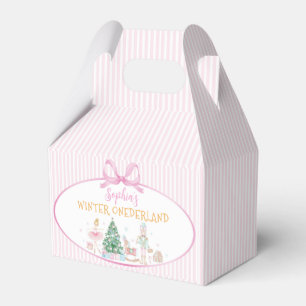 Nutcracker Winter Onederland Pink Bow Birthday Favor Boxes