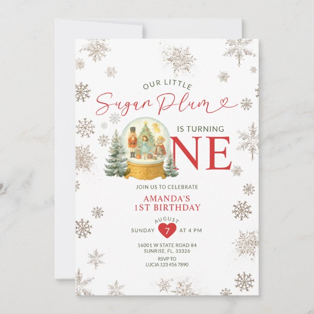 Nutcracker Winter Snowflakes 1st Birthday Party Invitation (Front)