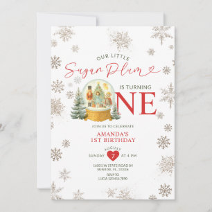Nutcracker Winter Snowflakes 1st Birthday Party Invitation