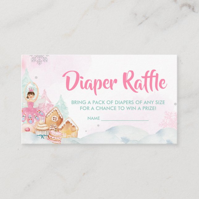 Nutcracker Winter Snowflakes Diaper Raffle Enclosure Card (Front)
