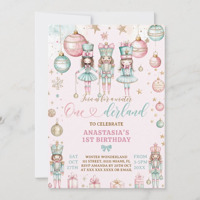 Nutcracker Winter Wonderland 1St Birthday   Invitation (Front)