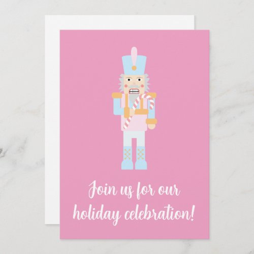 Nutcracker with a Candy Cane with Greeting Invitation