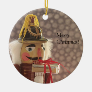 nutcracker with silver gift ornament