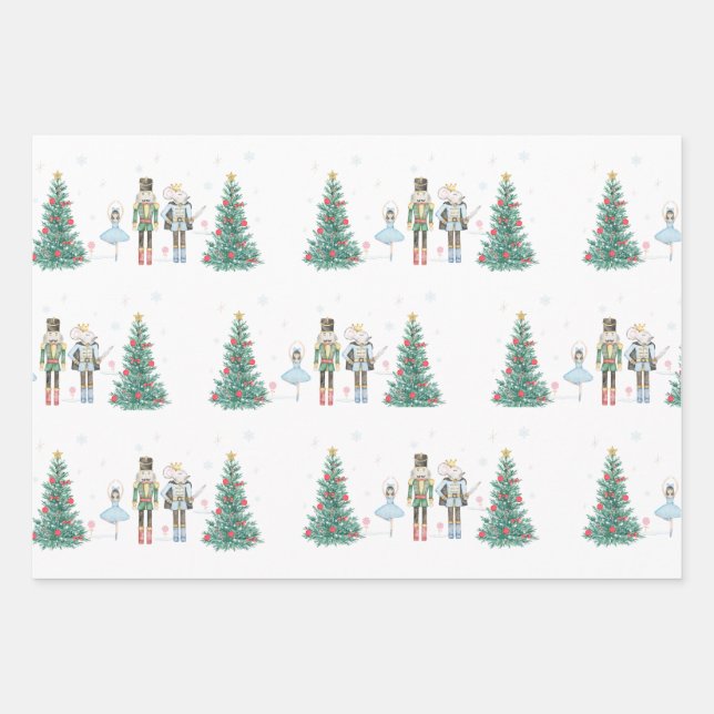 Nutcracker Wrapping Paper- Pastel and Festive Paper Sheets (Front)