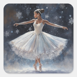 Nutcracker's Black Ballerina Snow Queen Square Sticker