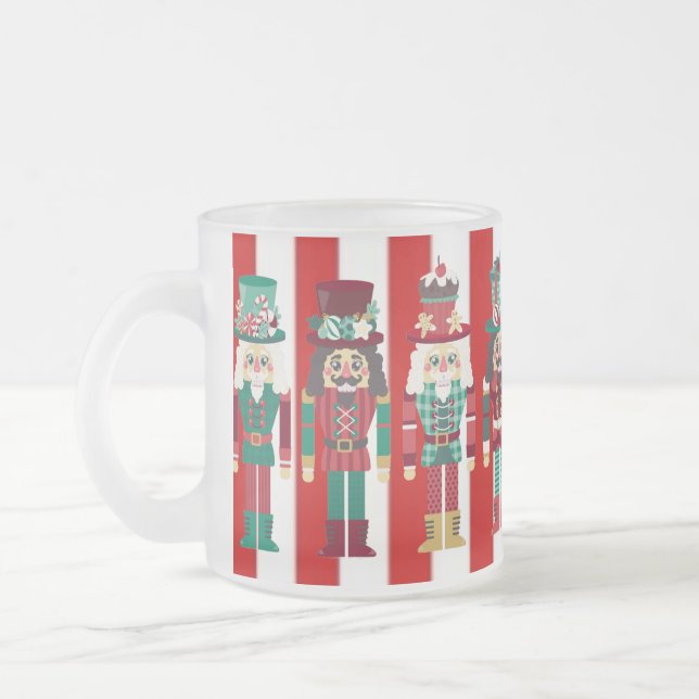 Nutcrackers Christmas  Frosted Glass Coffee Mug (Left)