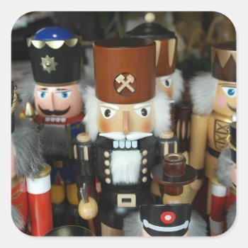 Nutcrackers Christmas Holiday Xmas Design Square Sticker by UniqueChristmasGifts at Zazzle