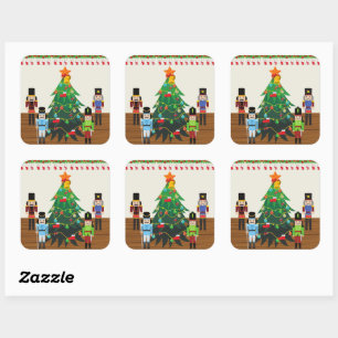 Nutcrackers Christmas Square Sticker