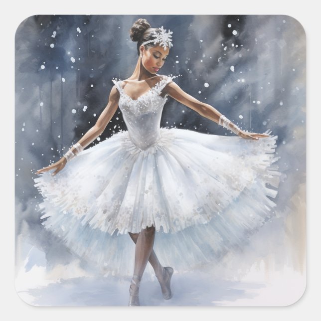 Nutcracker's Enchanting Black Snow Queen Square Sticker (Front)