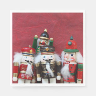 Nutcrackers group on red paper napkins