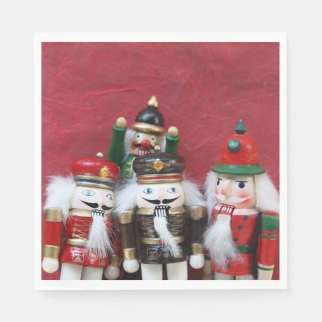 Nutcrackers group on red paper napkins (Front)
