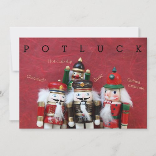 Nutcrackers group on red potluck invitation