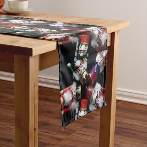 Nutcrackers heads together short table runner