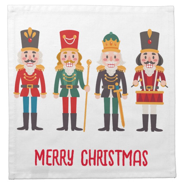 Nutcrackers Merry Christmas  Cloth Napkin (Front)