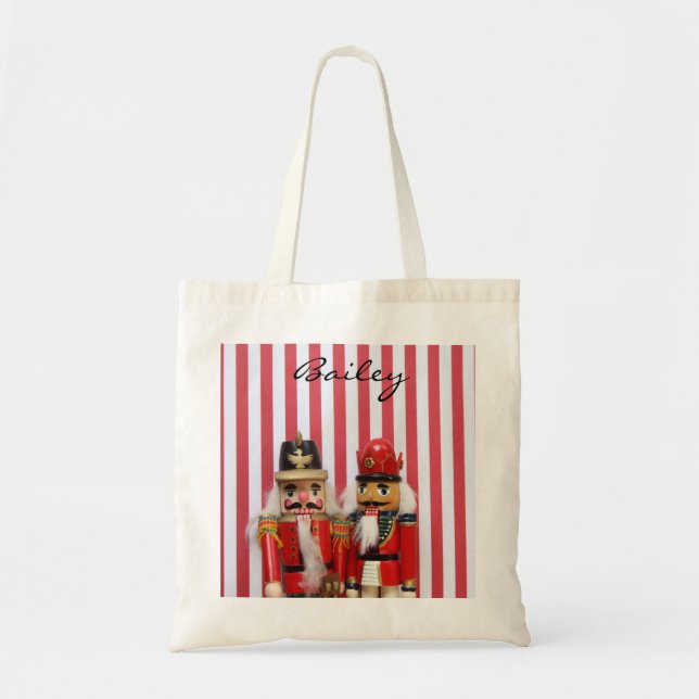 Nutcrackers on stripes tote bag (Front)