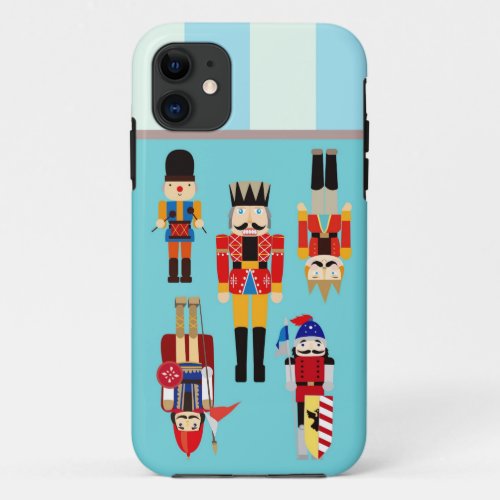 Nutcrackers Soldiers with Custom Name _ Aqua iPhone 11 Case