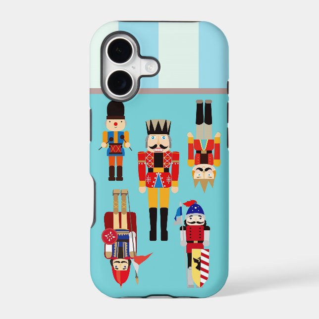 Nutcrackers Soldiers with Custom Name - Aqua Iphone Case (Back)