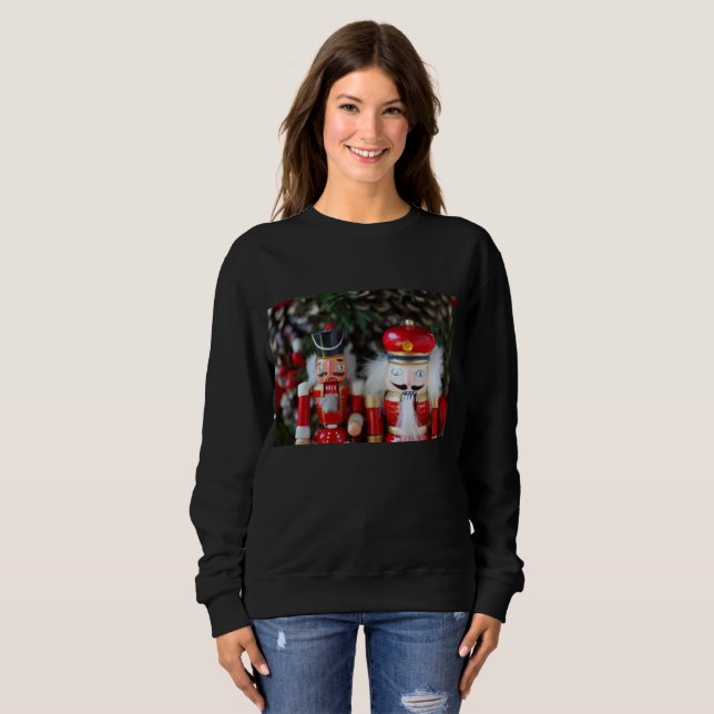 Nutcrackers with holiday background sweatshirt (Front Full)