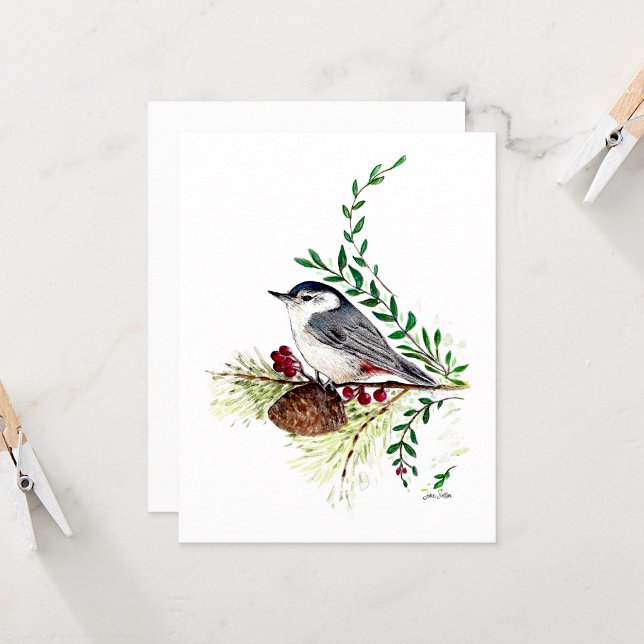 Nuthatch Beautiful Watercolor Note Card (Nuthatch Beautiful Watercolor Blank Note Cards from Jenn Steffen Art)