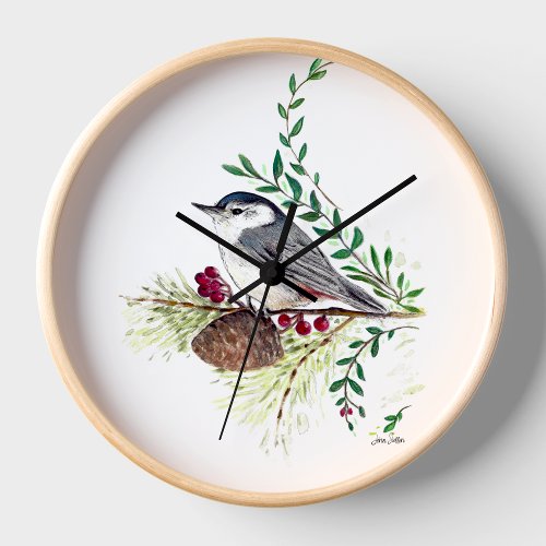 Nuthatch Bird Art Clock