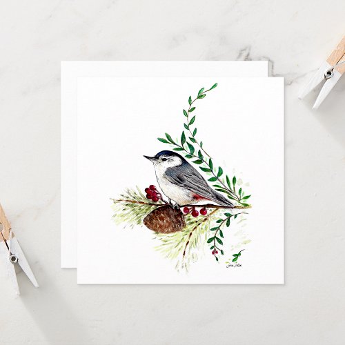 Nuthatch Bird Painting Card