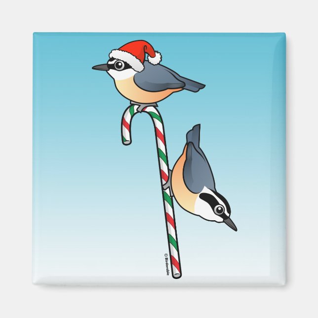 Nuthatch Santa Magnet (Front)
