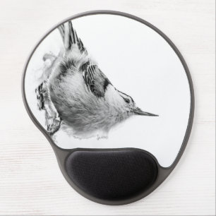 Nuthatch, White Bird Photography Gel Mouse Pad