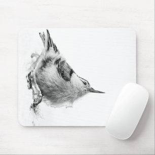 Nuthatch, White Bird Photography Mouse Pad