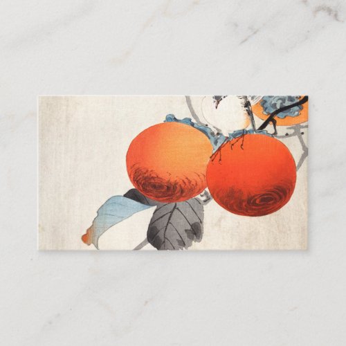 Nuthatcher Atop Persimmons 1910 By Ohara Koson Business Card