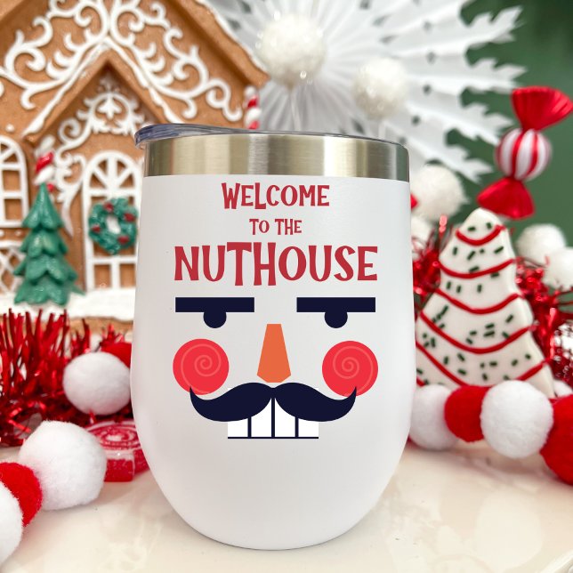 Nuthouse Funny Christmas Holiday Stocking Stuffer Thermal Wine Tumbler (Creator Uploaded)