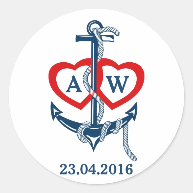 Nutical anchor monogram stickers Wedding set (Front)