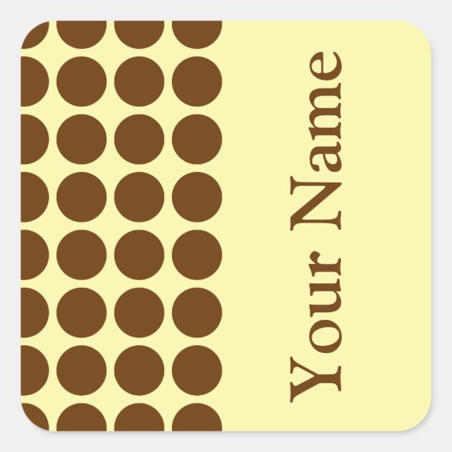Nutmeg Cream Neutral Dots with name text Square Sticker (Front)