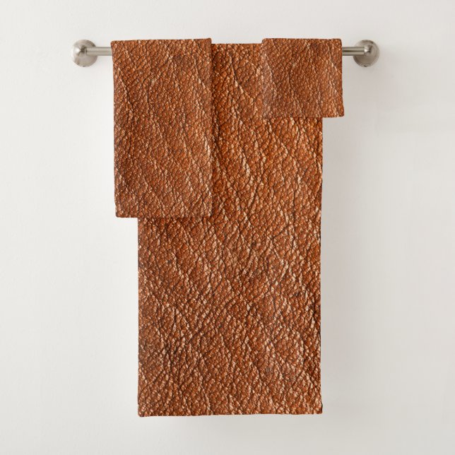 Nutmeg Leather Bath Towel Set (Insitu)