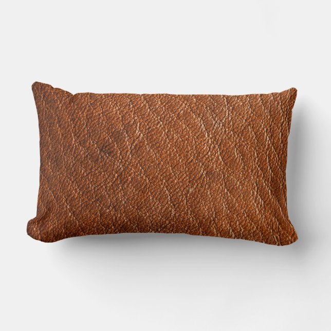 Nutmeg Leather Lumbar Pillow (Front)