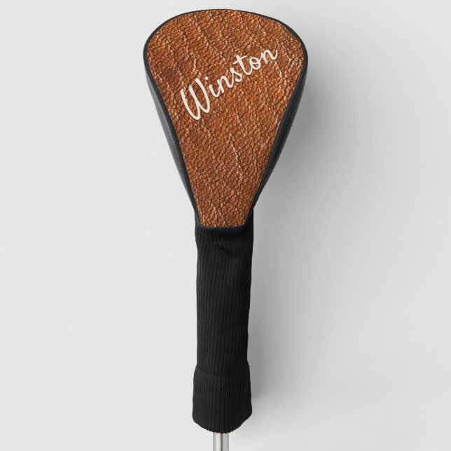 Nutmeg Leather Personalized Golf Head Cover (Front)