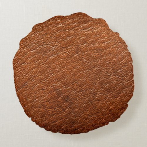 Nutmeg Leather Round Pillow