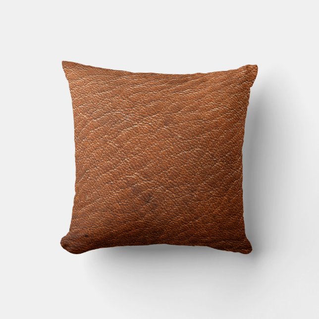 Nutmeg Leather Throw Pillow (Front)