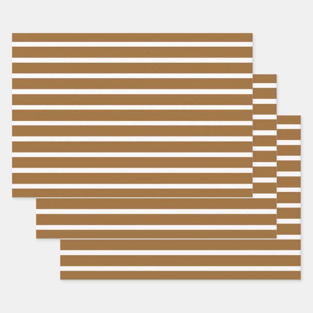 Nutmeg Neutral Stripes Wrapping Paper Sheets (Set)
