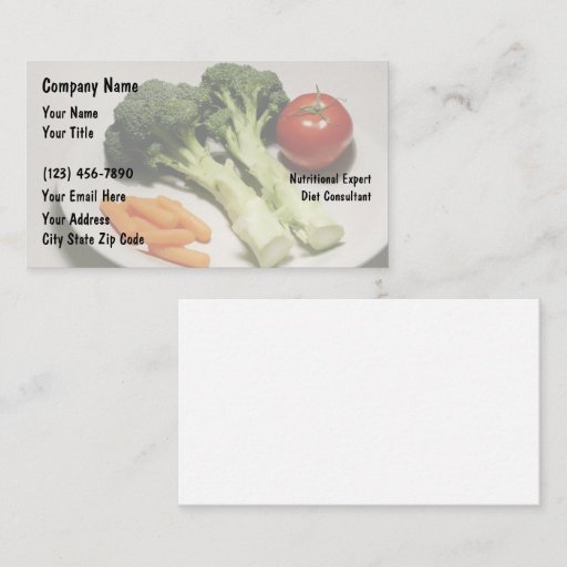 Customizable Nutricianist Business Cards