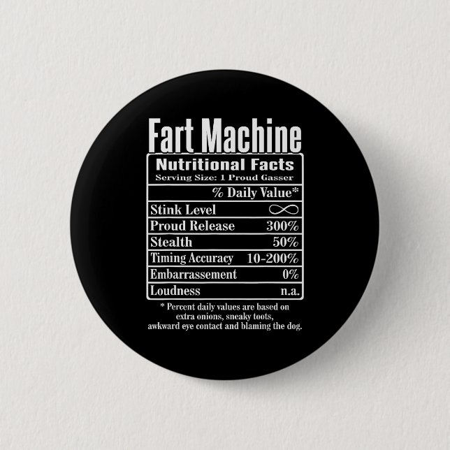 Nutrion Facts Fart Machine Dad Jokes Funny Farting Button (Front)